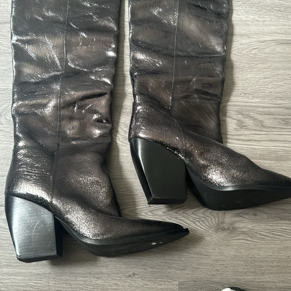 All Saints Reina Gunmetal over the knee boot - Picture 2 of 5